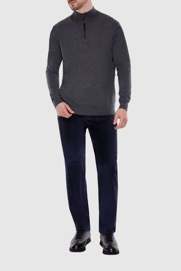 Zilli man blue suede trousers for men buy with prices and photos 152887 - photo 2