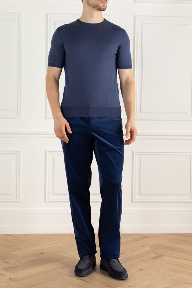 Zilli man men's blue cotton and cashmere trousers buy with prices and photos 152890 - photo 2