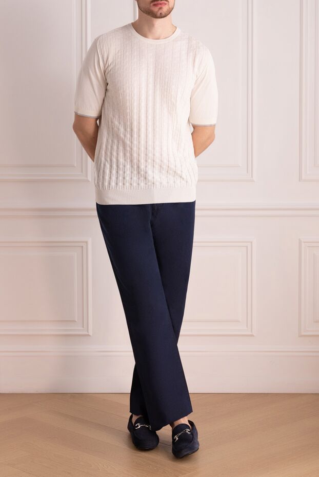 Zilli men's basic trousers, dark blue, cotton with added silk (markdown) 197089 - photo 2