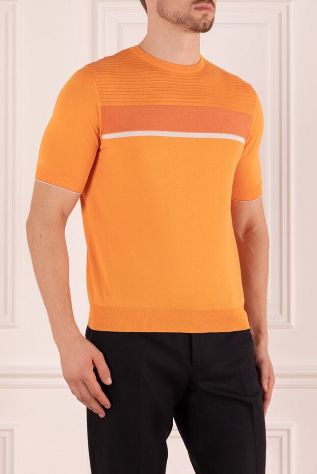 Zilli orange short-sleeve jumper with a contrasting pattern for men 152953 - photo 3