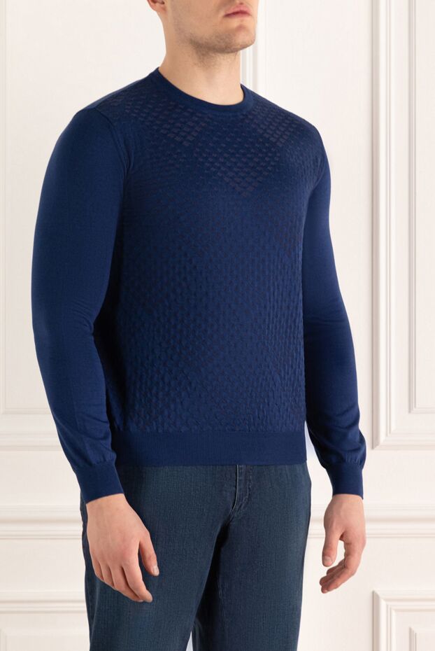 Zilli blue jumper with contrast textured pattern for men 152960 - photo 3