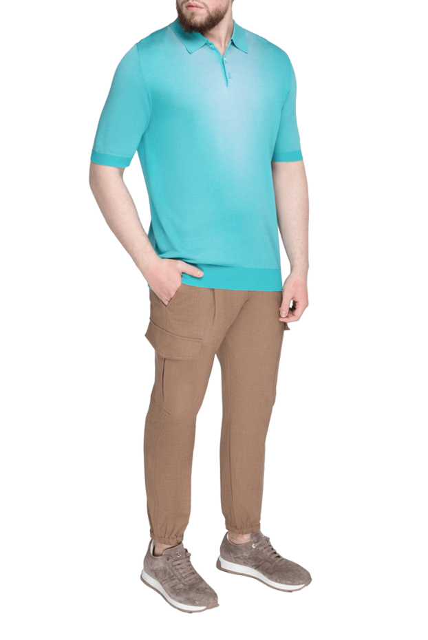 Zilli men's turquoise silk and viscose polo 152973 - photo 2