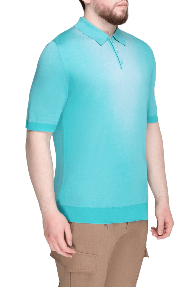 Zilli men's turquoise silk and viscose polo 152973 - photo 3