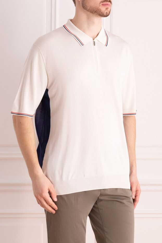 Zilli summer polo shirt white with colored collar trim 153000 - photo 3