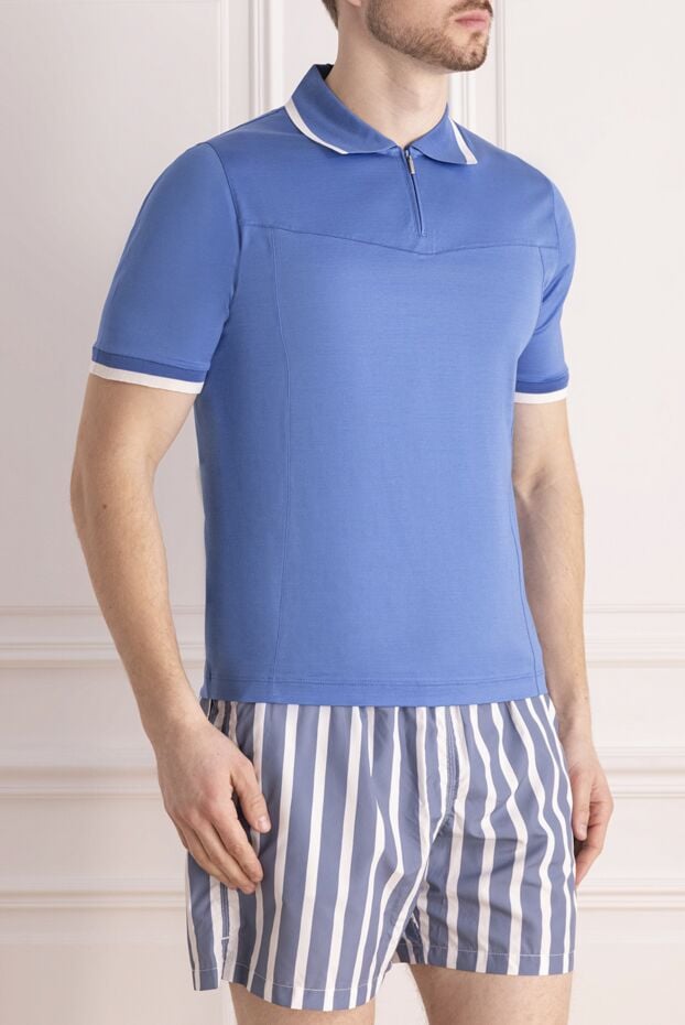Zilli blue cotton polo shirt with contrast tape for men 153009 - photo 3