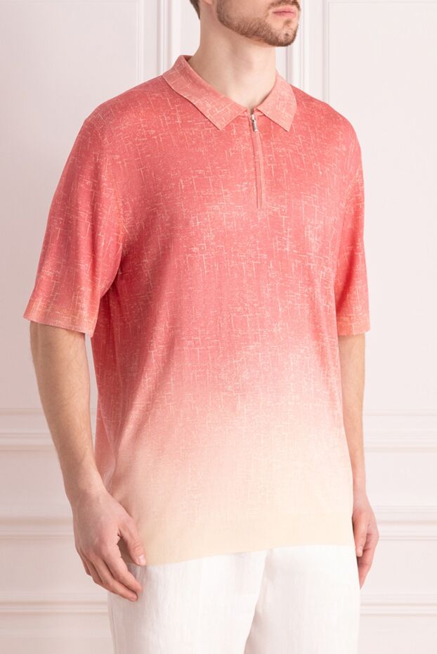 Zilli men's short sleeve silk viscose polo shirt with gradient print 153045 - photo 3