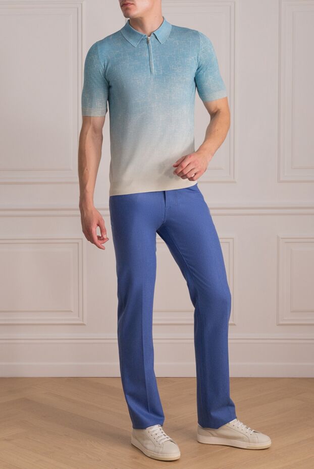 Zilli мужские поло из шёлка и вискозы голубое мужское купить с ценами и фото 153046 - фото 2