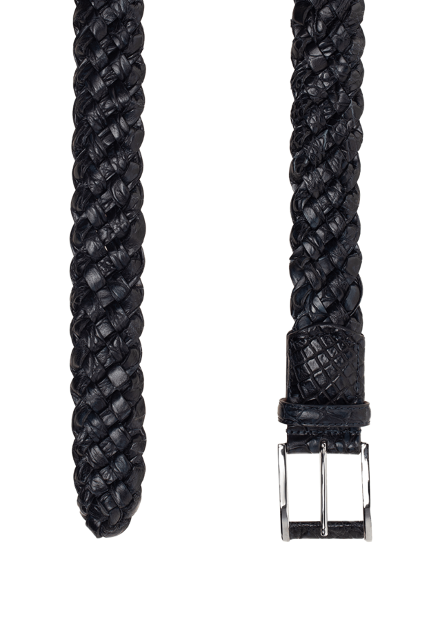 Cesare di Napoli black-blue woven crocodile leather belt for men 153093 - photo 3