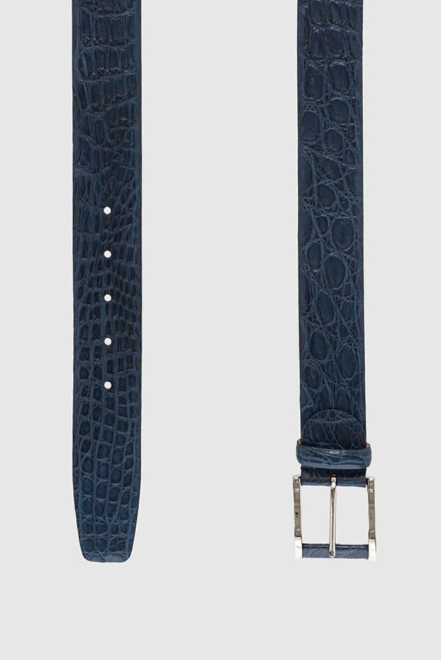Cesare di Napoli dark blue textured crocodile leather belt for men 153095 - photo 3