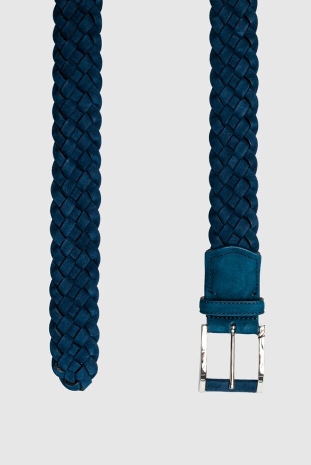 Cesare di Napoli deep blue interwoven nubuck leather belt for men 153112 - photo 3