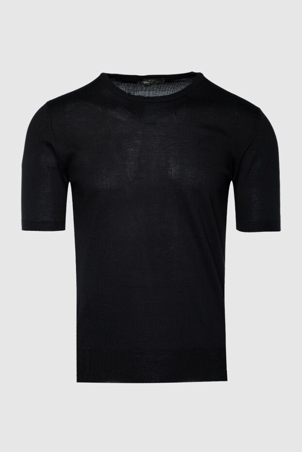 Cesare di Napoli man short sleeve jumper in silk and cotton black for men buy with prices and photos 153154 - photo 1