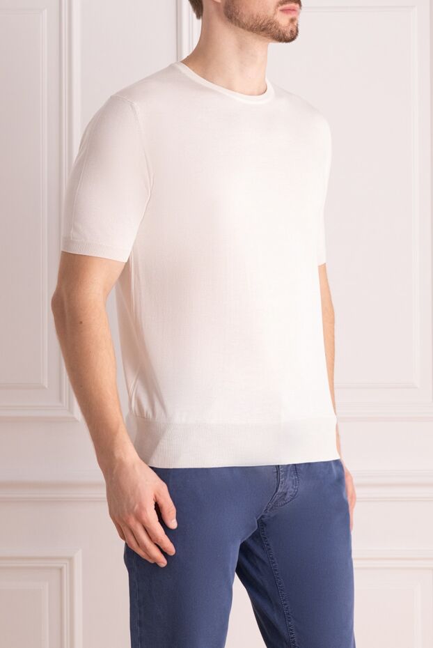 Cesare di Napoli white short-sleeve jumper for men 153156 - photo 3