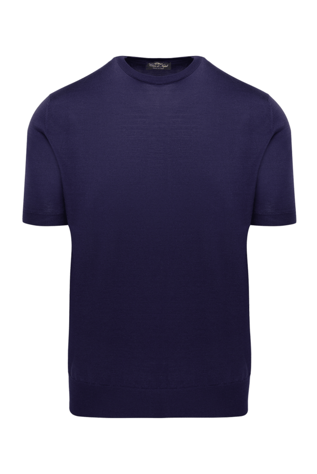 Cesare di Napoli man short sleeve jumper in cotton and silk purple for men buy with prices and photos 153157 - photo 1