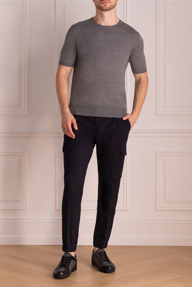 Cesare di Napoli man short sleeve jumper in silk and cotton gray for men buy with prices and photos 153159 - photo 2