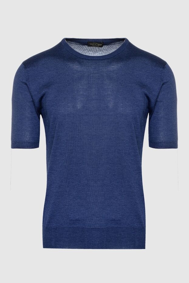 Cesare di Napoli man short sleeve jumper in silk and cotton blue for men buy with prices and photos 153161 - photo 1