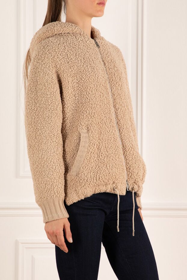 Panicale women's beige boucle jacket with hood and zipper 153220 - photo 3
