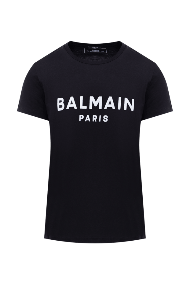 Balmain t-shirt in black with white lettering and straight silhouette 195699 - photo 1