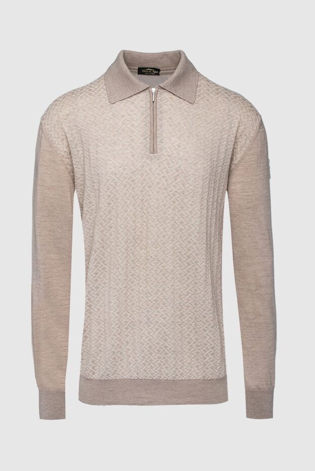 Cesare di Napoli man long sleeve polo in silk and cashmere beige for men buy with prices and photos 153313 - photo 1