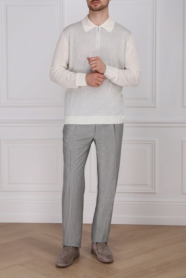 Cesare di Napoli man long sleeve polo in silk and cashmere white for men buy with prices and photos 153319 - photo 2