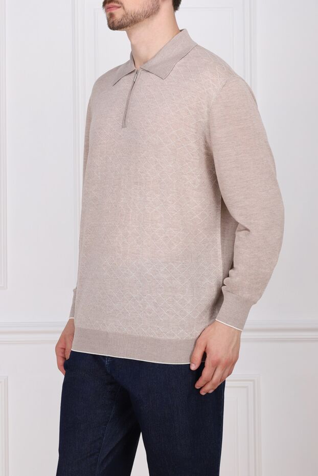 Cesare di Napoli man long sleeve polo in silk and cashmere white for men buy with prices and photos 153320 - photo 2