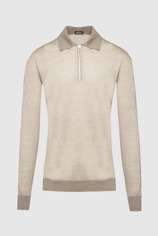 Cesare di Napoli man long sleeve polo in silk and cashmere beige for men buy with prices and photos 153325 - photo 1