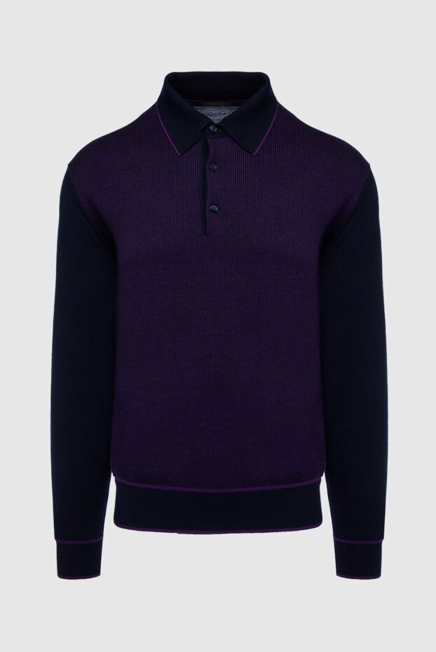 Cesare di Napoli man long sleeve polo in silk and cashmere blue for men buy with prices and photos 153378 - photo 1