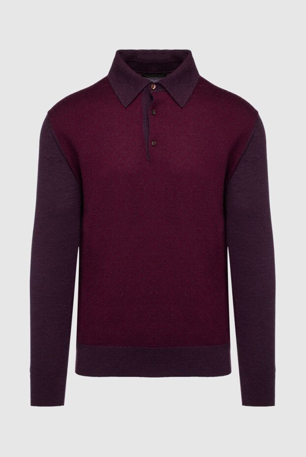 Cesare di Napoli man long sleeve polo in silk and cashmere burgundy for men buy with prices and photos 153390 - photo 1