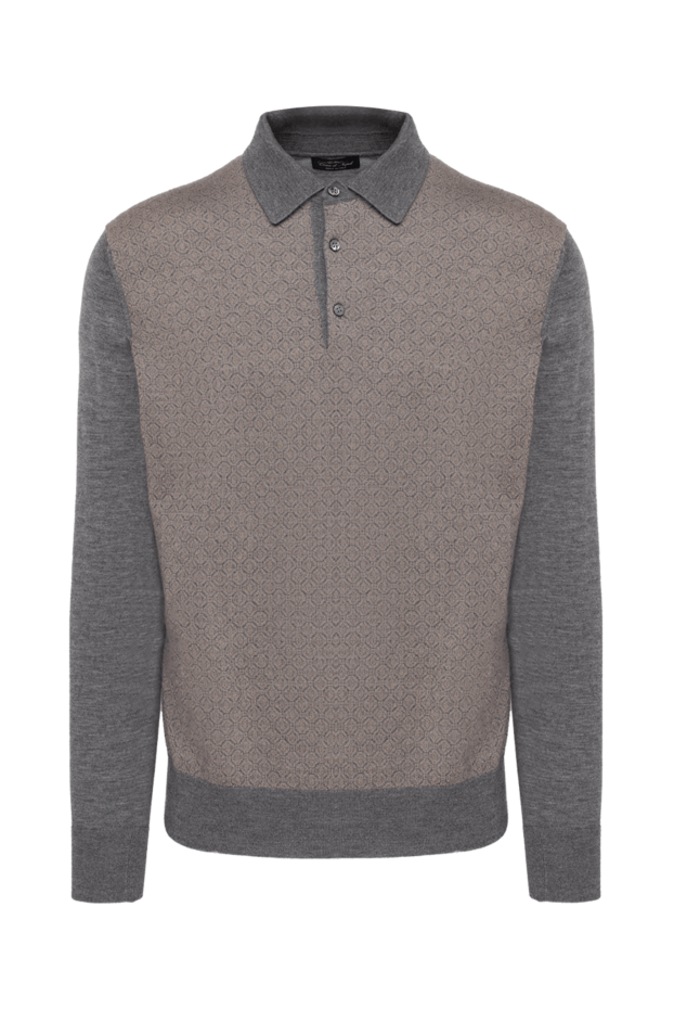 Cesare di Napoli man polo with long sleeves made of silk and cashmere, beige for men buy with prices and photos 153391 - photo 1