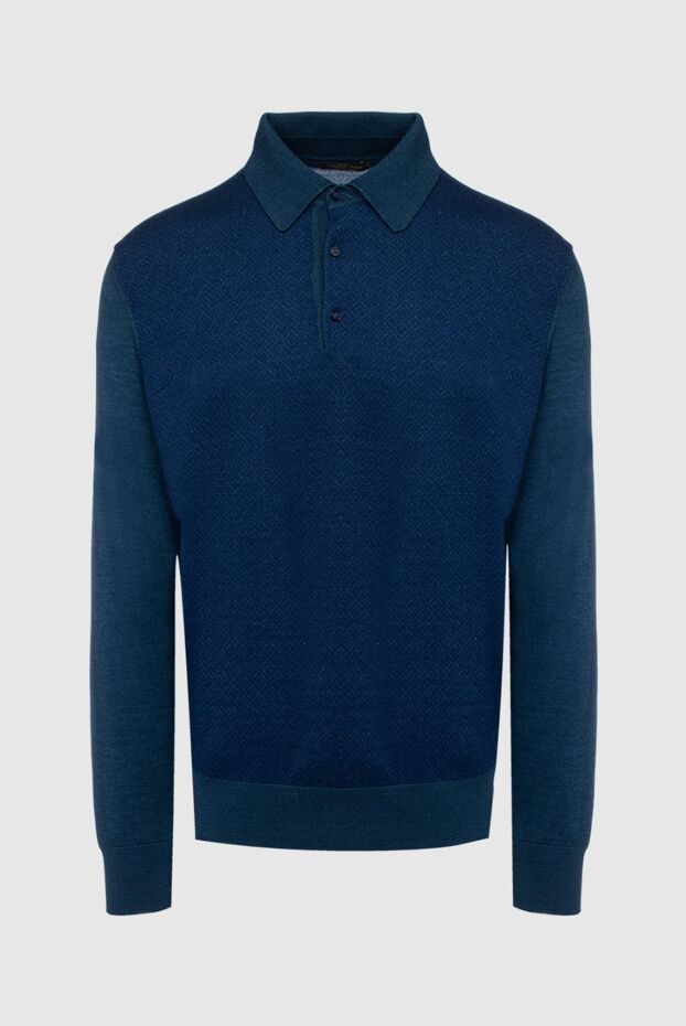 Cesare di Napoli man long sleeve polo in silk and cashmere blue for men buy with prices and photos 153393 - photo 1