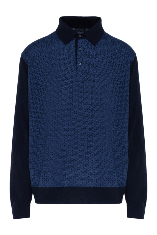 Cesare di Napoli man long sleeve polo in silk and cashmere blue for men buy with prices and photos 153394 - photo 1