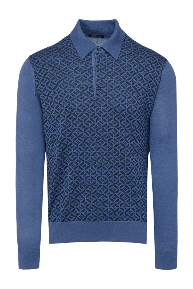 Cesare di Napoli man silk and cashmere long sleeve polo blue for men buy with prices and photos 153396 - photo 1