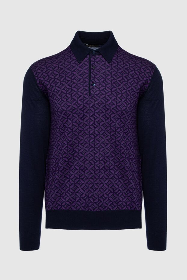 Cesare di Napoli man long sleeve polo in silk and cashmere blue for men buy with prices and photos 153398 - photo 1