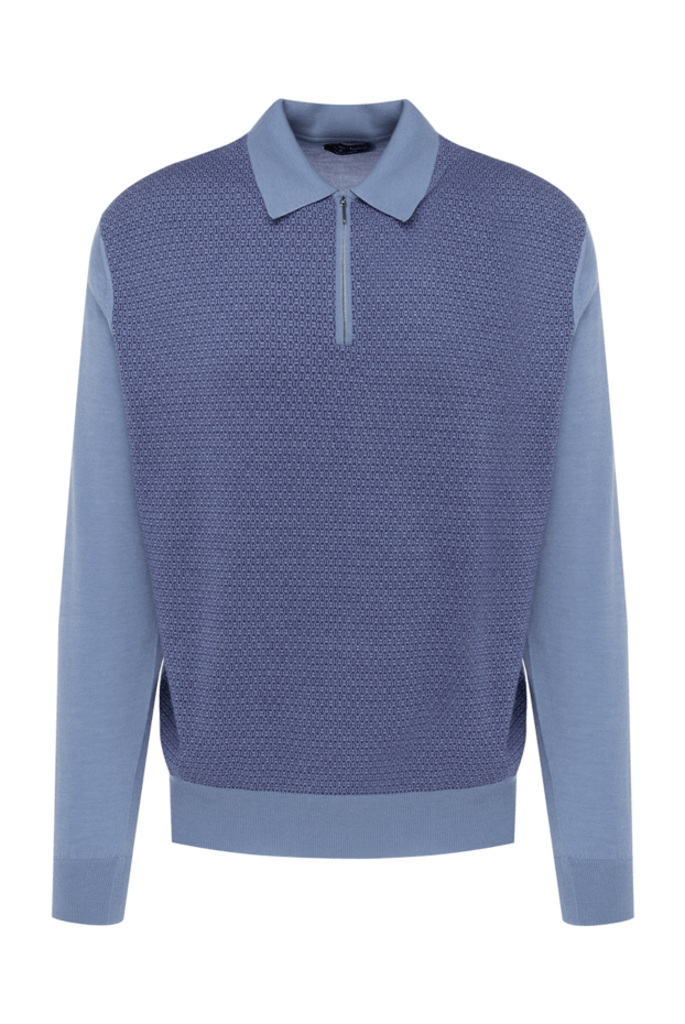 Cesare di Napoli man silk and cashmere long sleeve polo blue for men buy with prices and photos 153399 - photo 1