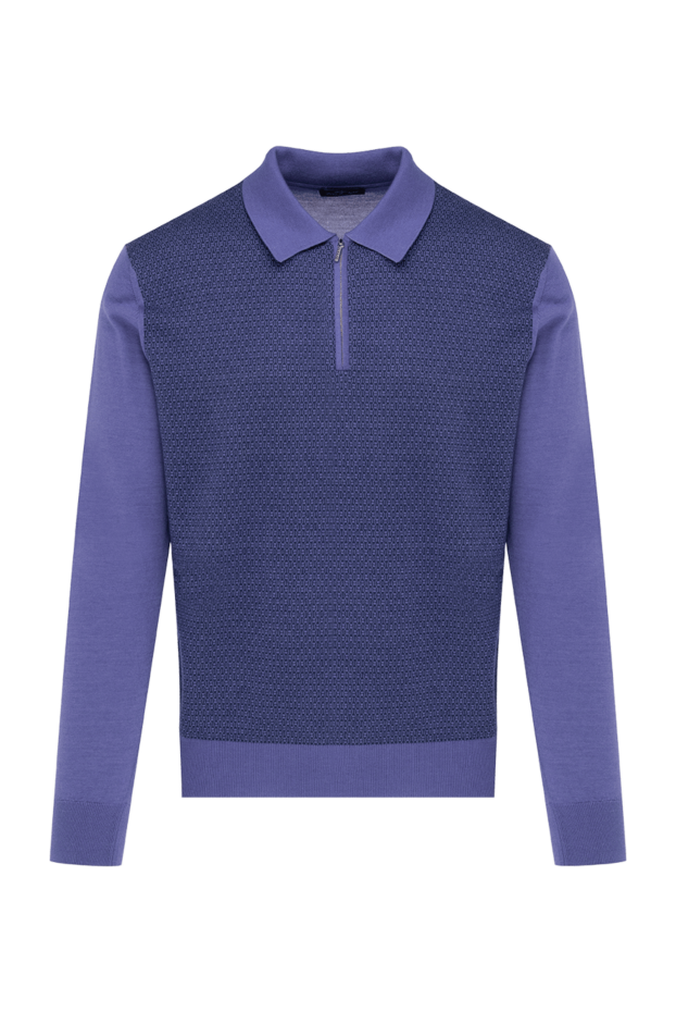 Cesare di Napoli man men's long sleeve silk and cashmere polo shirt purple buy with prices and photos 153402 - photo 1