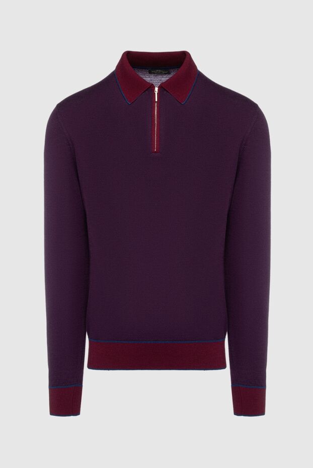 Cesare di Napoli man long sleeve polo in silk and cashmere burgundy for men buy with prices and photos 153409 - photo 1