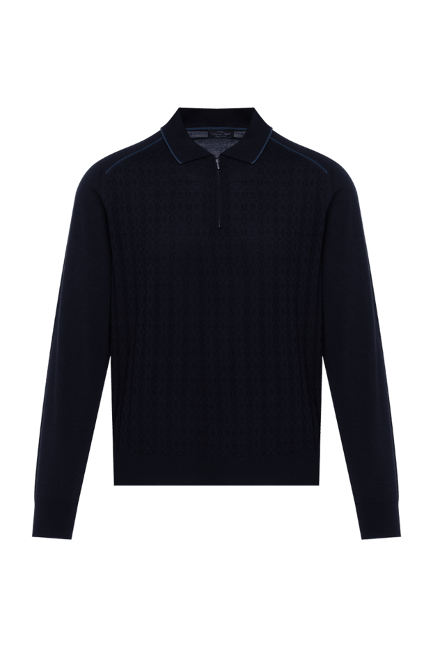 Cesare di Napoli man long sleeve polo in silk and cashmere blue for men buy with prices and photos 153415 - photo 1