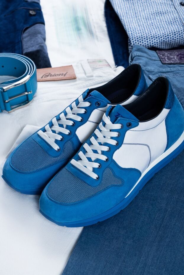 Zilli blue suede sneakers for men 153457 - photo 2
