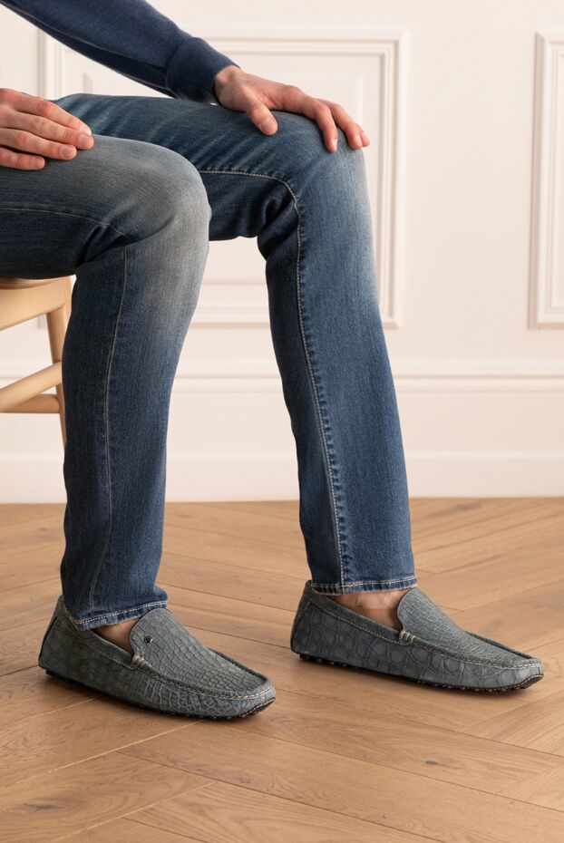 Zilli man men's moccasins made of blue crocodile skin buy with prices and photos 153465 - photo 2