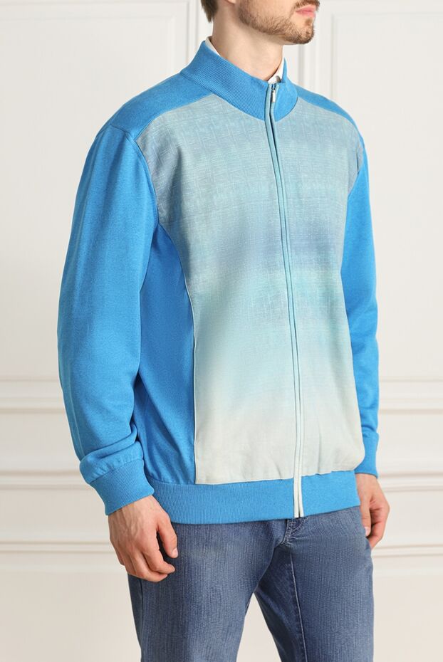 Zilli blue ombre zippered cardigan for men 153475 - photo 3