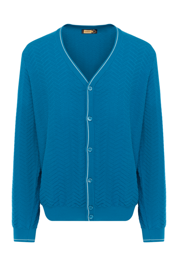 Blue cotton cardigan for men - photo 1