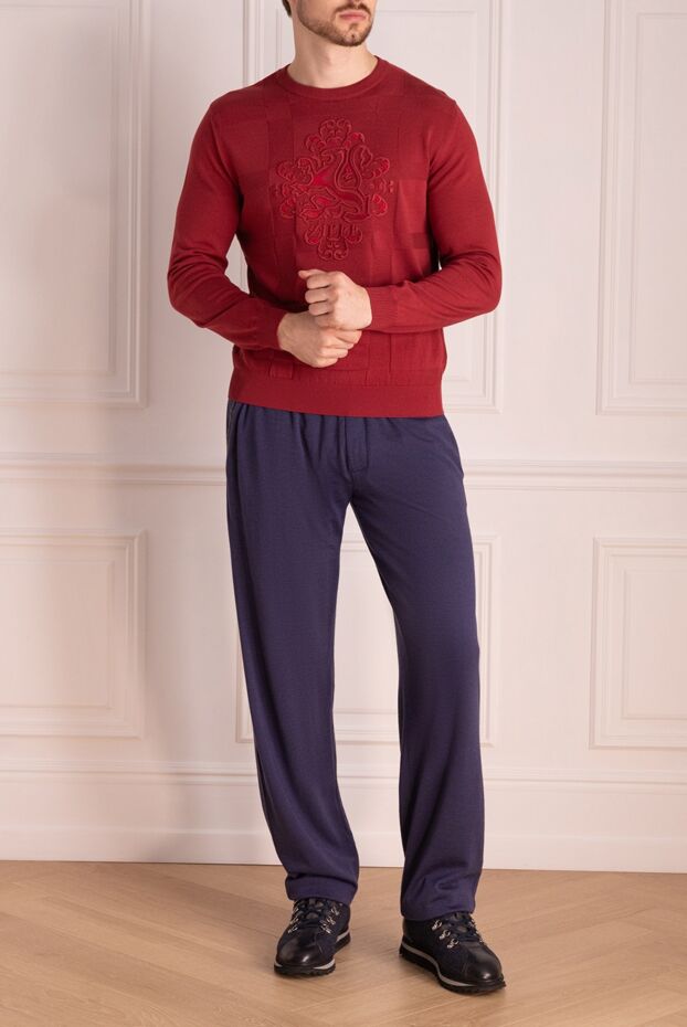 Zilli silk and cotton jumper, burgundy, with a voluminous coat of arms 153495 - photo 3