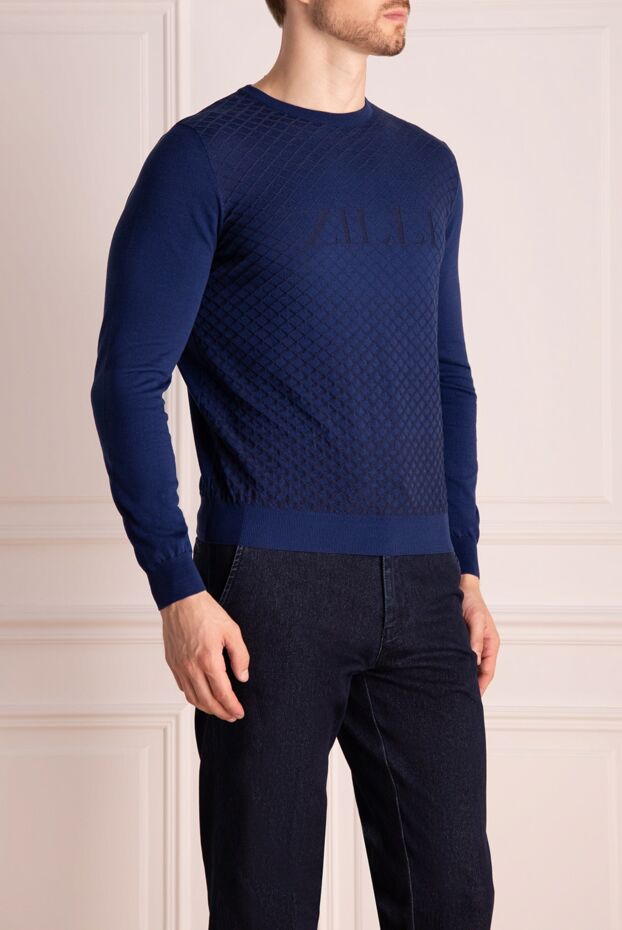 Zilli blue jumper with pattern and brand logo for men 153499 - photo 3
