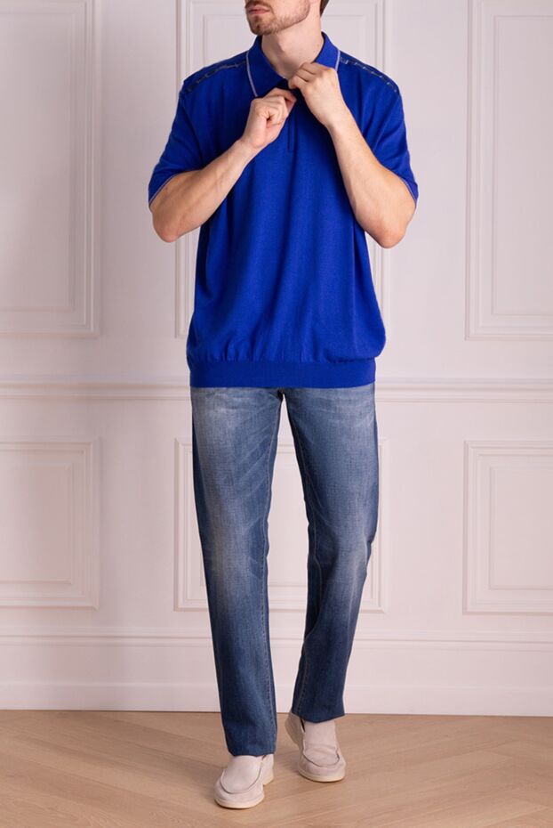 Zilli blue polo shirt with decorative shoulder inserts for men 153528 - photo 3