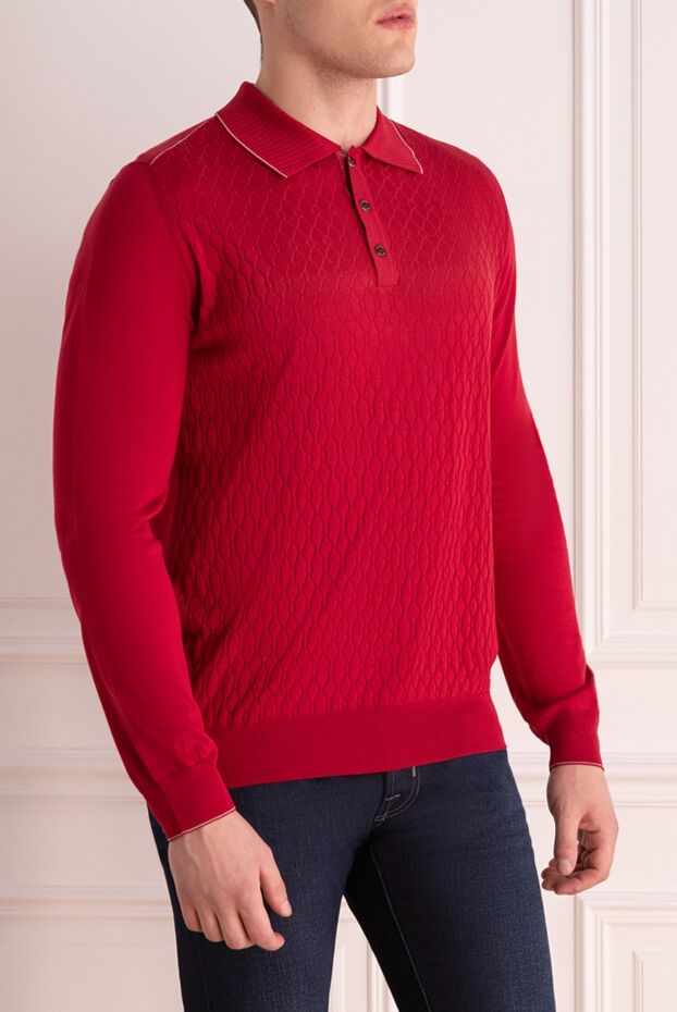 Zilli long-sleeved polo shirt in red silk for men 153534 - photo 3