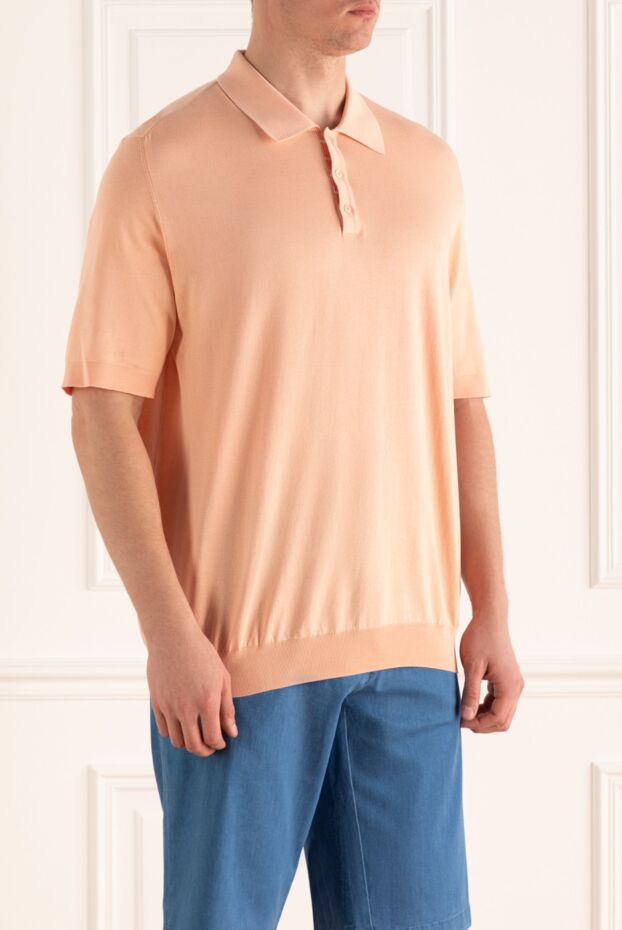 Zilli light orange polo shirt made of cotton and silk with buttons for men 153538 - photo 3