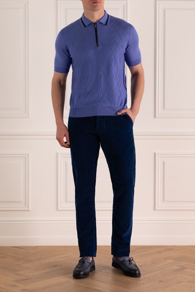 Zilli polo shirt in silk and viscose blend with geometric relief and crocodile trim 153547 - photo 2