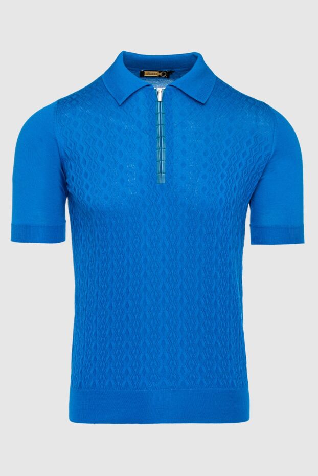 Zilli blue silk polo shirt with a structured relief pattern for men 153557 - photo 1