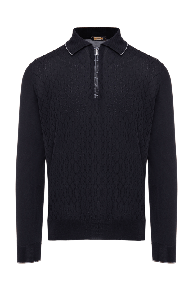 Zilli long sleeve polo with silk and alligator leather black men's 153563 - photo 1