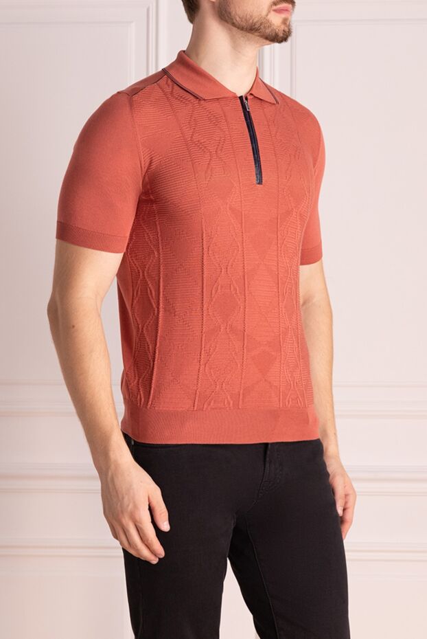 Zilli silk polo with crocodile trim in rich orange 153569 - photo 3