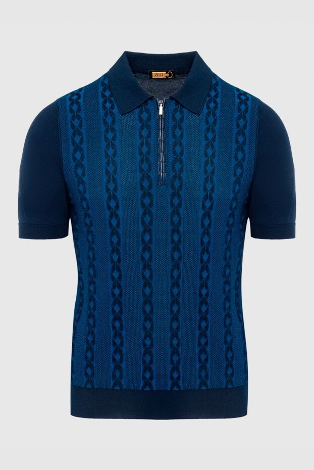 Zilli man silk, cotton and alligator polo blue for men buy with prices and photos 153586 - photo 1